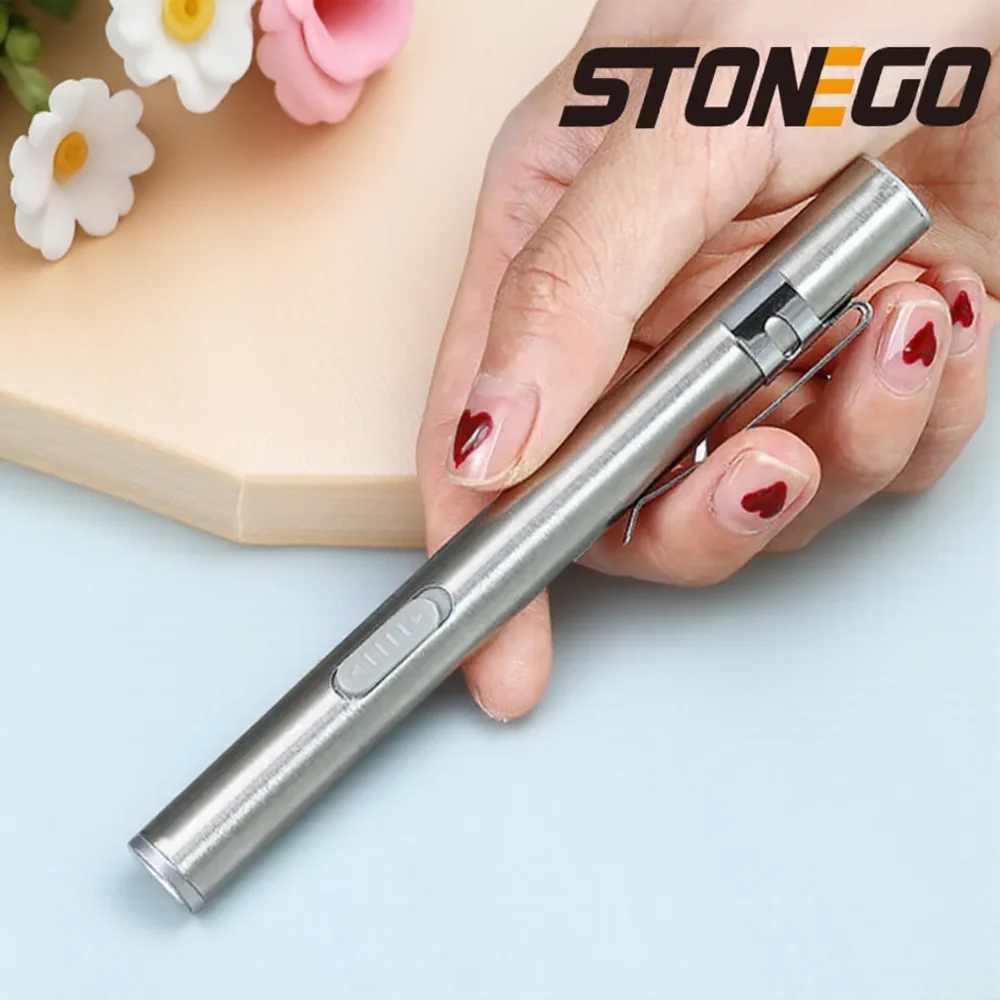 

Rechargeable LED Flashlight Pen Light Mini Torch White Yellow USB Charging Cable for Medical Use
