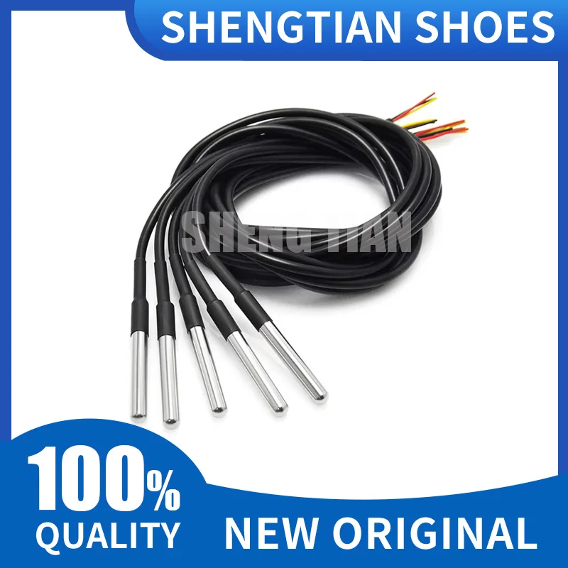 1/5pcs DS18b20 temperature probe temperature sensor 1M 2M 3M DS1820 Stainless steel package Waterproof 18B20 100cm/200cm/300cm
