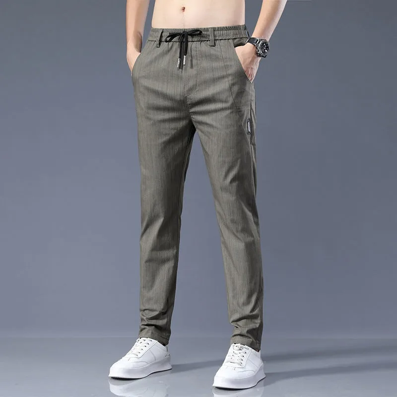 Tian Si Jeans Men Trousers Thin Loose Straight Trendy Brand Fashion Elastic Waist Casual Long Pants Man Breathe Quality Clothing