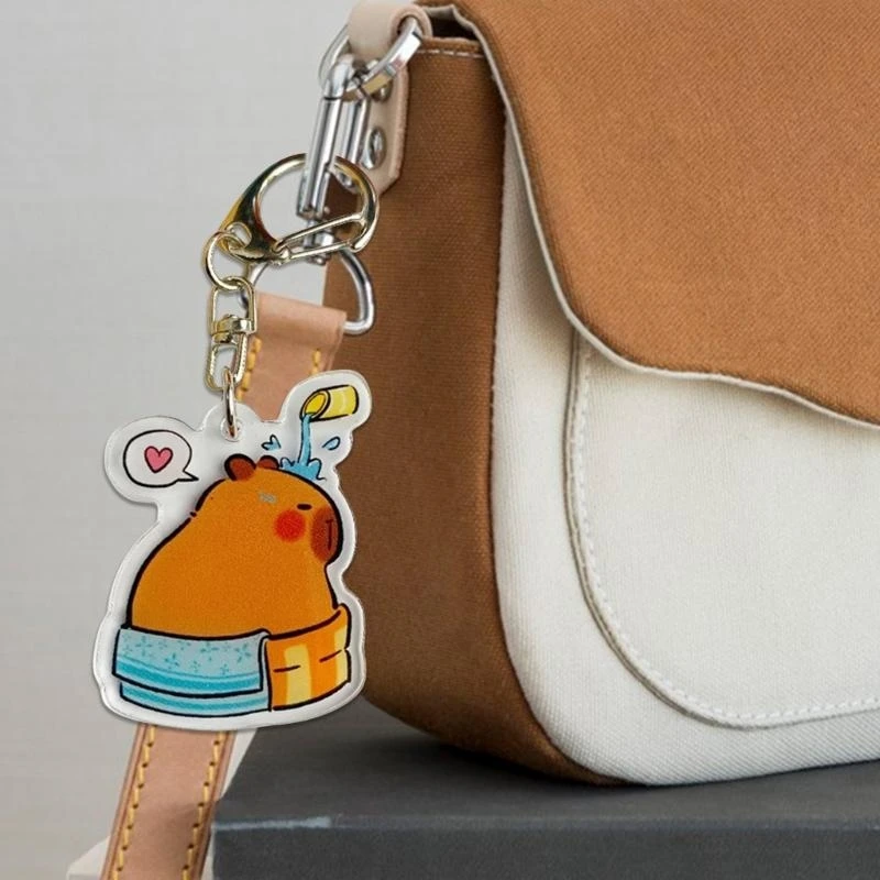 Brightly Colored Capybara Keychain Adorable Capybara Acrylic Holder with Bright Colors for Decoration Gift