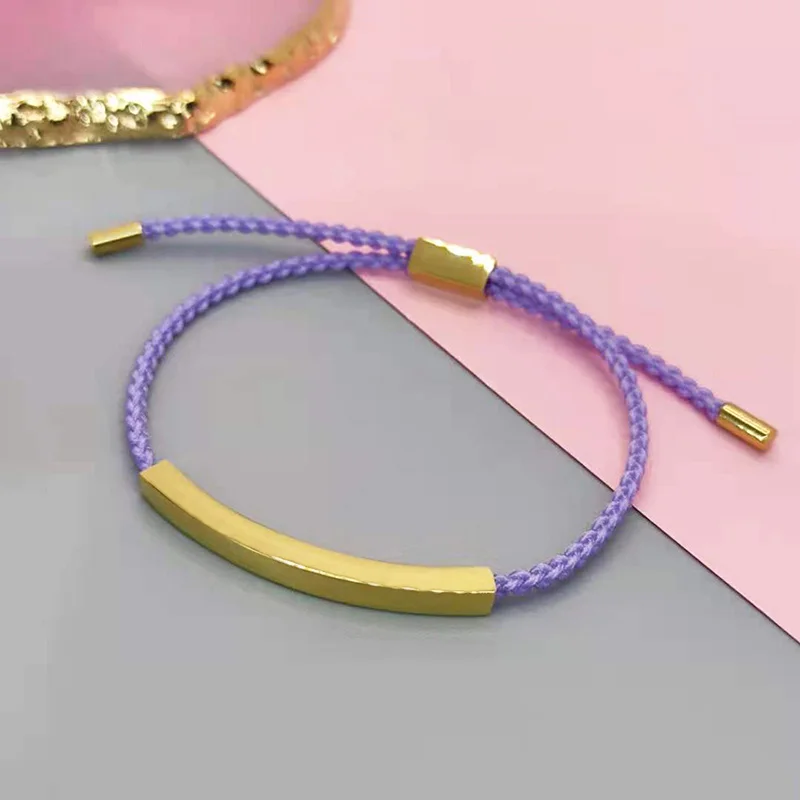 

Spark Personalized Stainless Steel Engrave Name Date Geometric Colorful Adjustable Rope Chain Bracelets for Women Children Gift