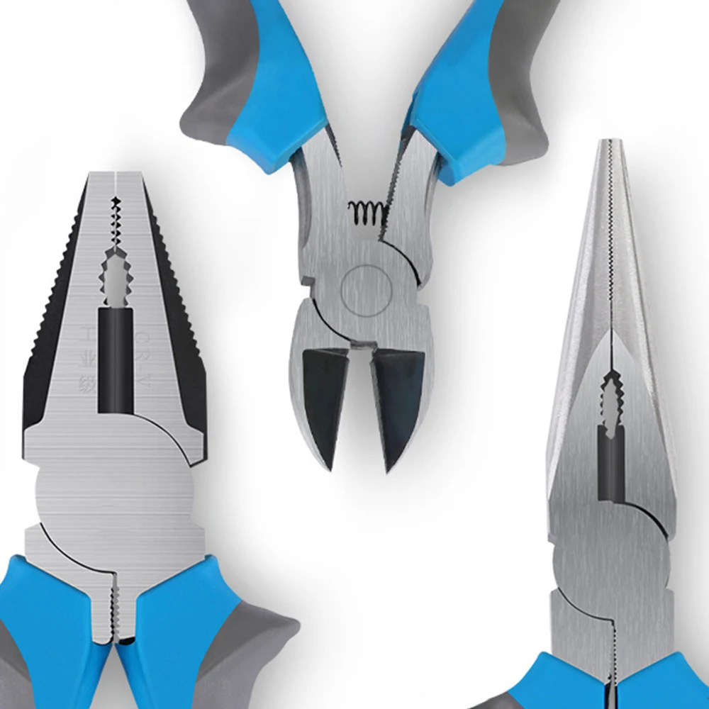 

8''/6” Diagonal Pliers Needle Nose Pliers Multifunctional Wire Cutters Essential hardware tools for electrician workshop use