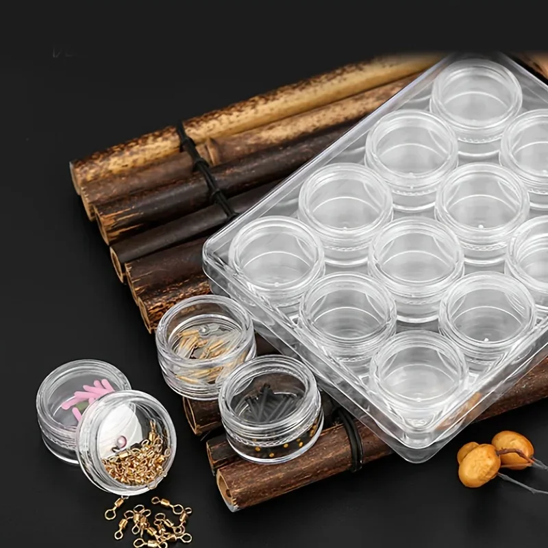 One Set 12 Small Circular Boxes Fish Hook Box Organizer Pressure Resistant Waterproof Functional Fishing Gear Accessories Tool