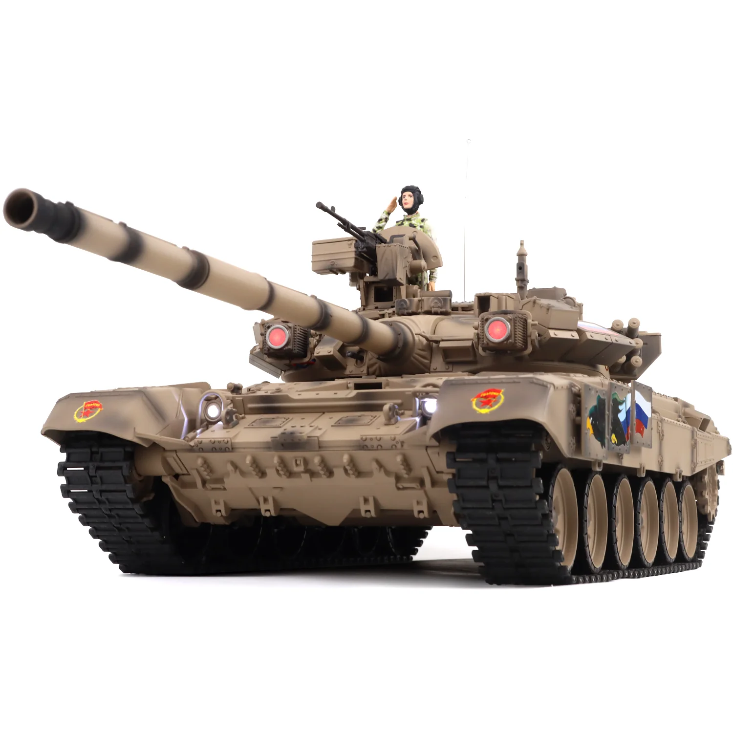 Heng Long 1/16 Pro Mod. Version Russian T-90 RC Tank Model Red Front Light Metal Tracks and Road Wheels Custom Paint Scheme