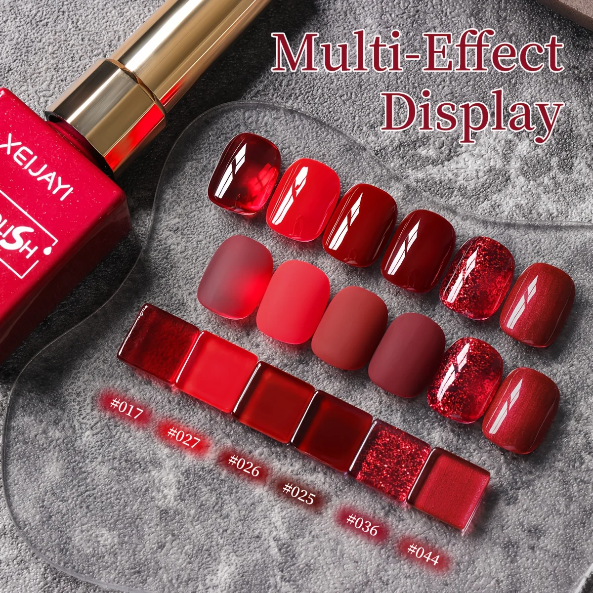 1/6pcs Red Series Gel Polish Kit, Soak Off UV/LED Gel with Multiple Finishes for Home and Salon Use