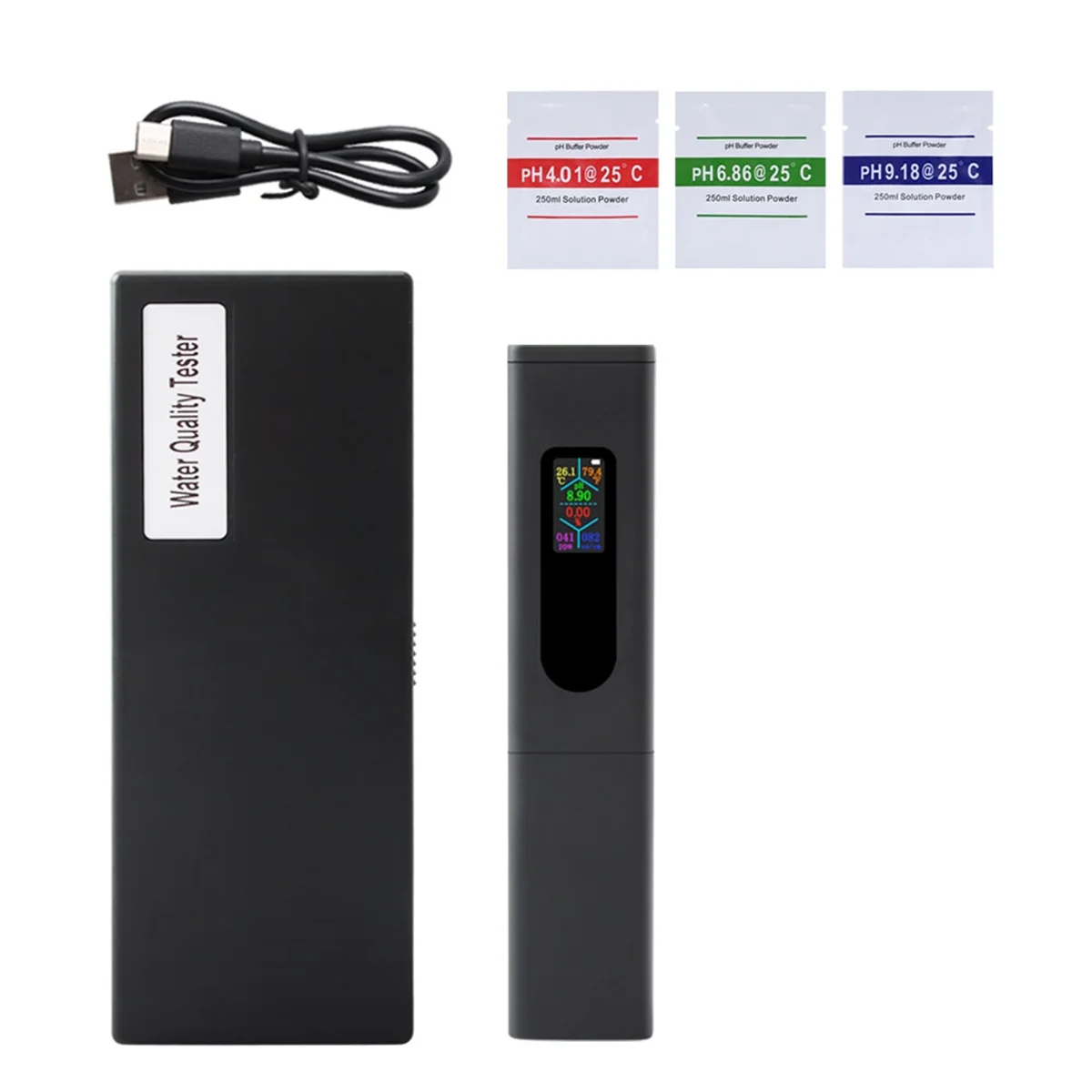 ABYC 5 في 1 مقياس الملوحة PH جهاز اختبار جودة المياه الرقمي EC TDS مراقب درجة الحرارة قابلة للشحن اختبار لحوض السمك المائية