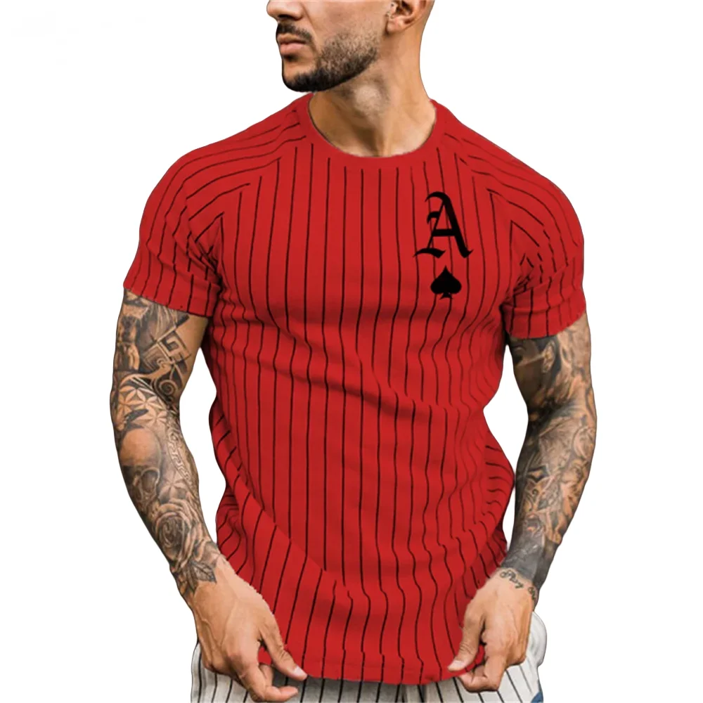 

Men's T-Shirt 3D Stripe Printed Short Sleeve Vintage T-Shirt Summer Trendy O-Neck Loose Tee Outdoor Men's Street Casual Clothing