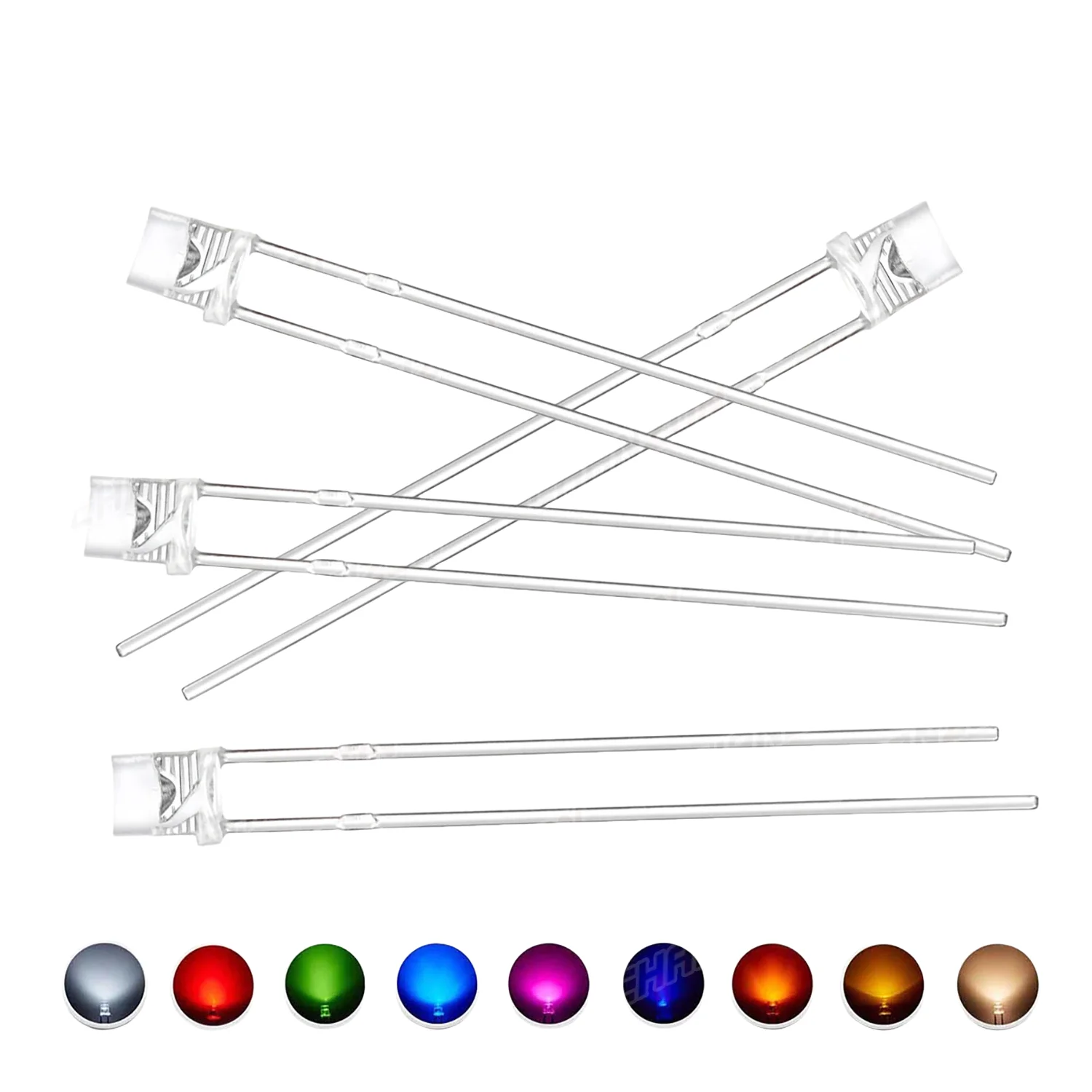 

100pcs 3mm LED Diode Flat Top Warm White Red Green Blue UV Purple Yellow Orange Pink 2V 3V Emitting Light Lamp Bulb for DIY PCB