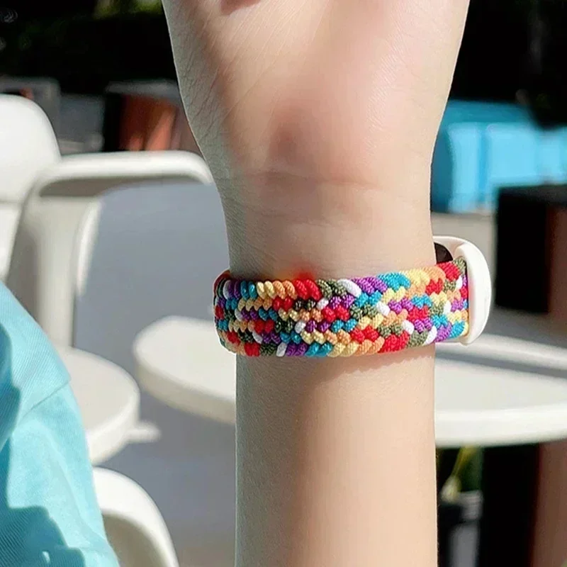 Braided Nylon Solo Loop for Xiaomi Mi Band 9 8 Strap Replacement accessories NFC Elastic Watchbands correa bracelet for Miband98 image 3