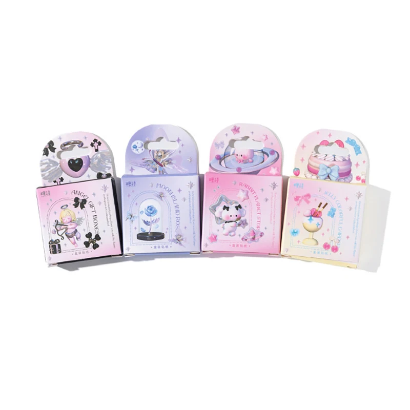 Cartoon Stickers for Handbook Decoration, Sweet Cool Bear, Love, Sweetheart Series, Box Set, Material DIY, 46 pcs