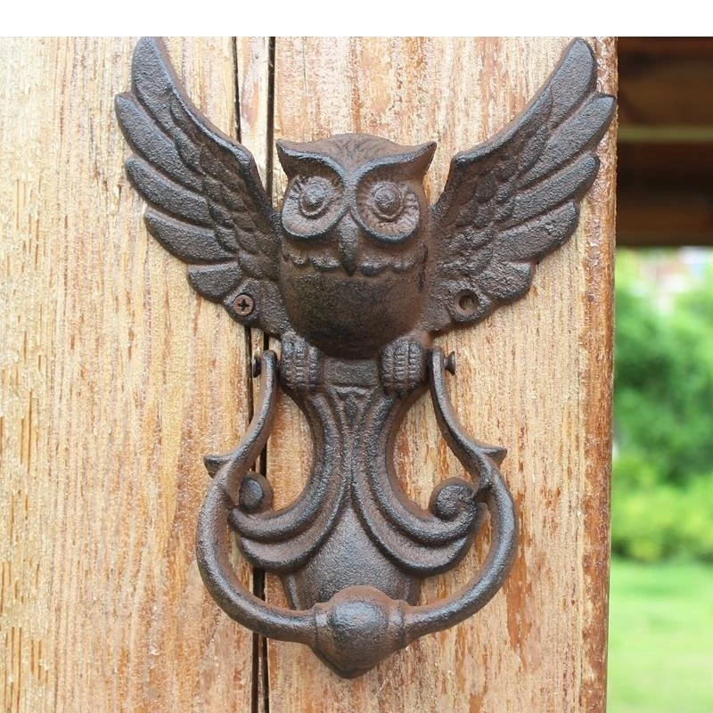 Retro Owl Door Handle Wall Hanging Decorative Hook Courtyard Pastoral Outdoor Decor Vintage Coat