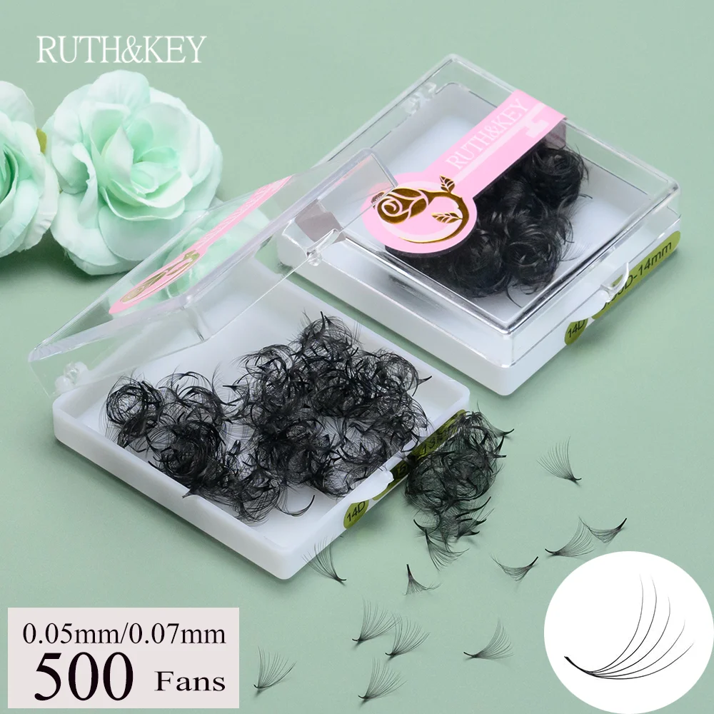 

5​00 Fans 7mm Loose Fans Lash 3D-14D Clusters Thin Base Medium Premade Narrow Sharp Promade Volume Faux Mink Eyelash Extension