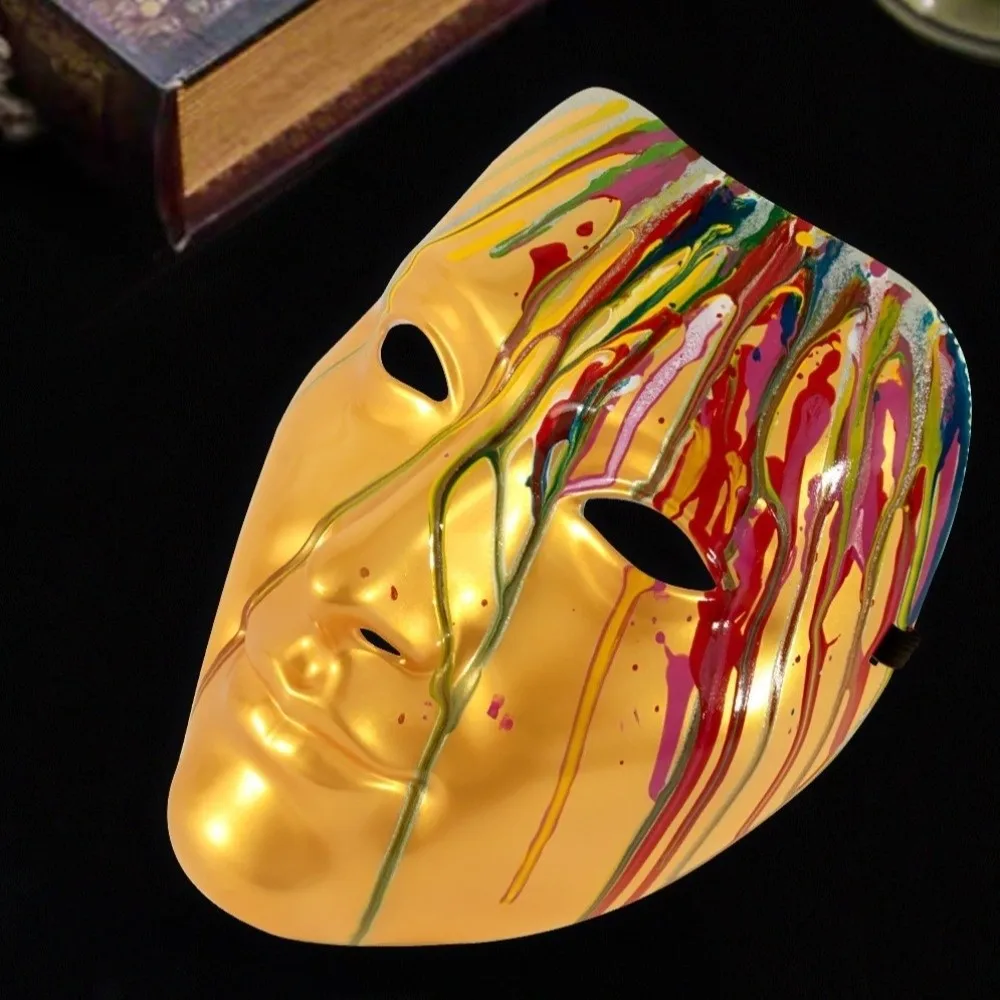 

Luxury Plastic Phantom Paint Face Mask Flowing Masquerade Full Face Mask Colorful Party Supplies Anime Cosplay Props Adult