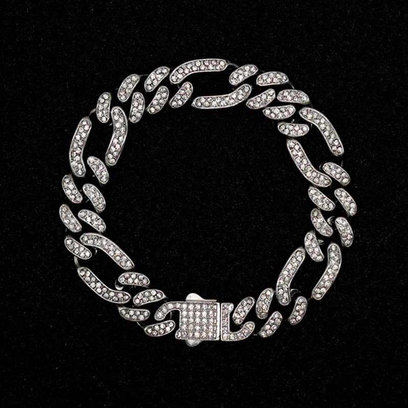 Hip Hop Bling Iced Out Stainless Steel 3:1 Figaro NK Cuban Link Chain Bracelets for Men Rock Jewelry Gold Silver Color Gift