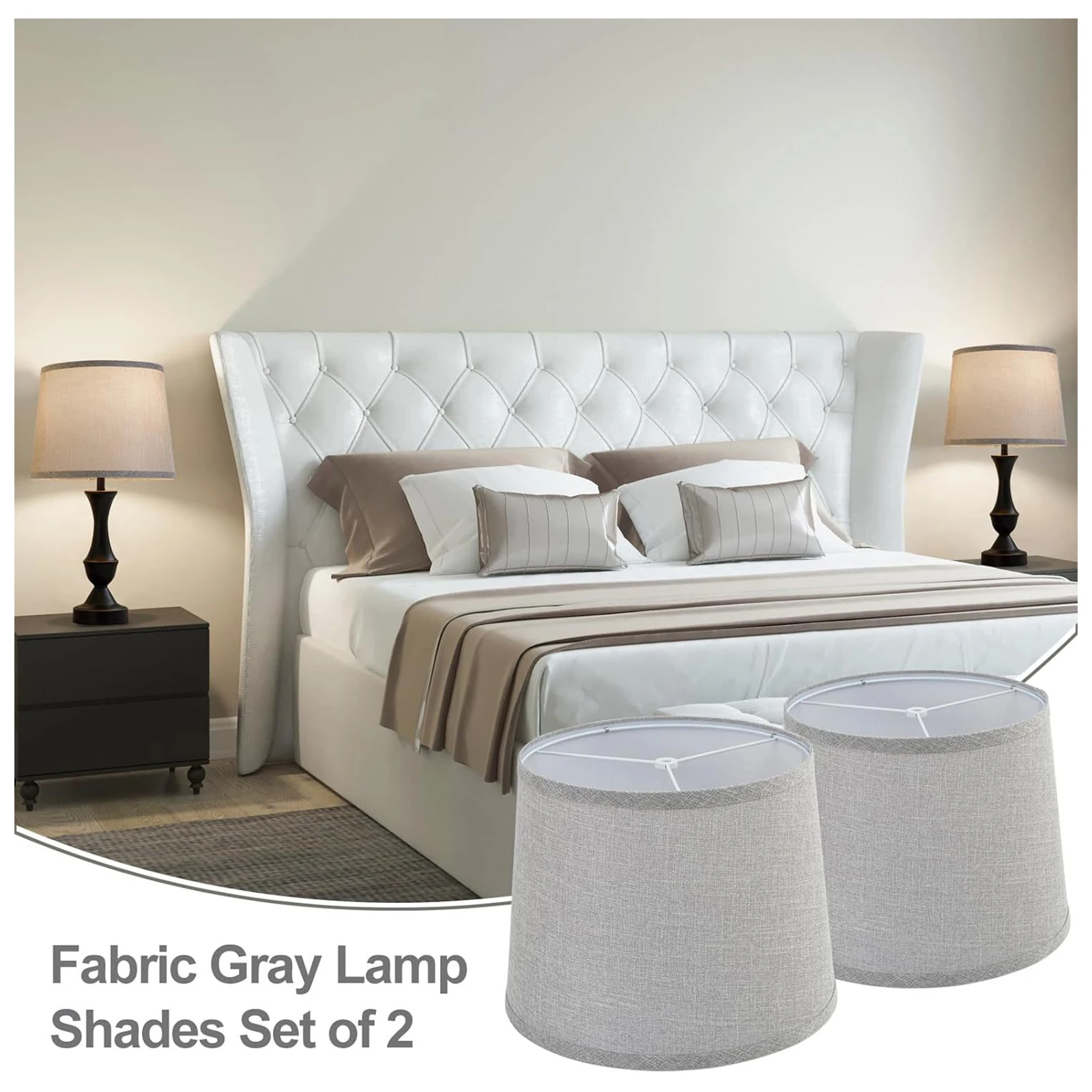 2 Sets of Fabric Lampshade for Table Lamp Floor Lamp   Lampshade with Lampshade Harp Stand E26  Hole 6 7