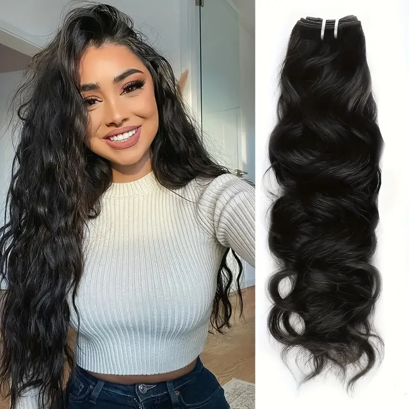 Natural Wave Bundles Natural Hair Extensions Human Hair Remy Hair 1PCS 100% Human Hair Weave Bundles Natural Color No Shedding