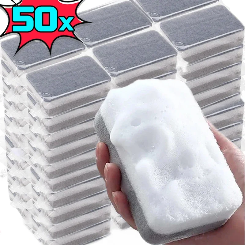 50/1PCS Spugna per lavare i piatti Spugne per pulizia fronte-retro assorbente Cucina domestica Pan Pentola per la pulizia dei piatti Spugnetta abrasiva Salviette