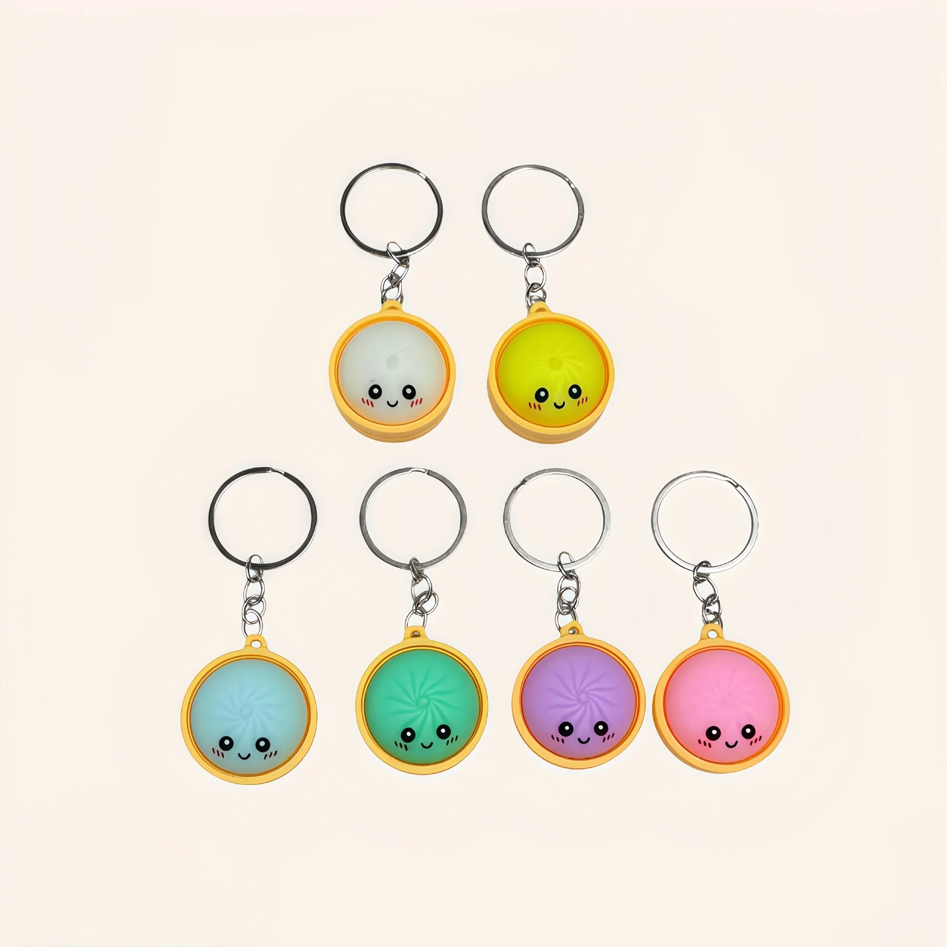 22/12 Pieces in Random Colors, Bun-Shaped Keychain, Soft Pendant, Creative Imitation Xiaolongbao Made of Soft Rubber, Comfortable to Press and Bounce Back, Cute Expressions, Multiple Colors Available, Party Favors, Por