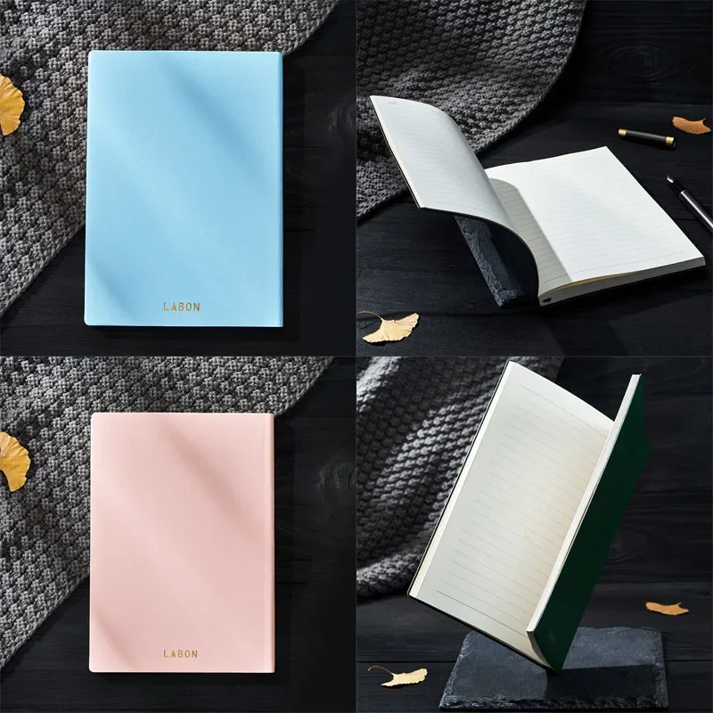 A5 Simple Solid Color PU Soft Surface Notebook Student Reading Excerpts Lined Inner Pages Notepad Business Office Stationery