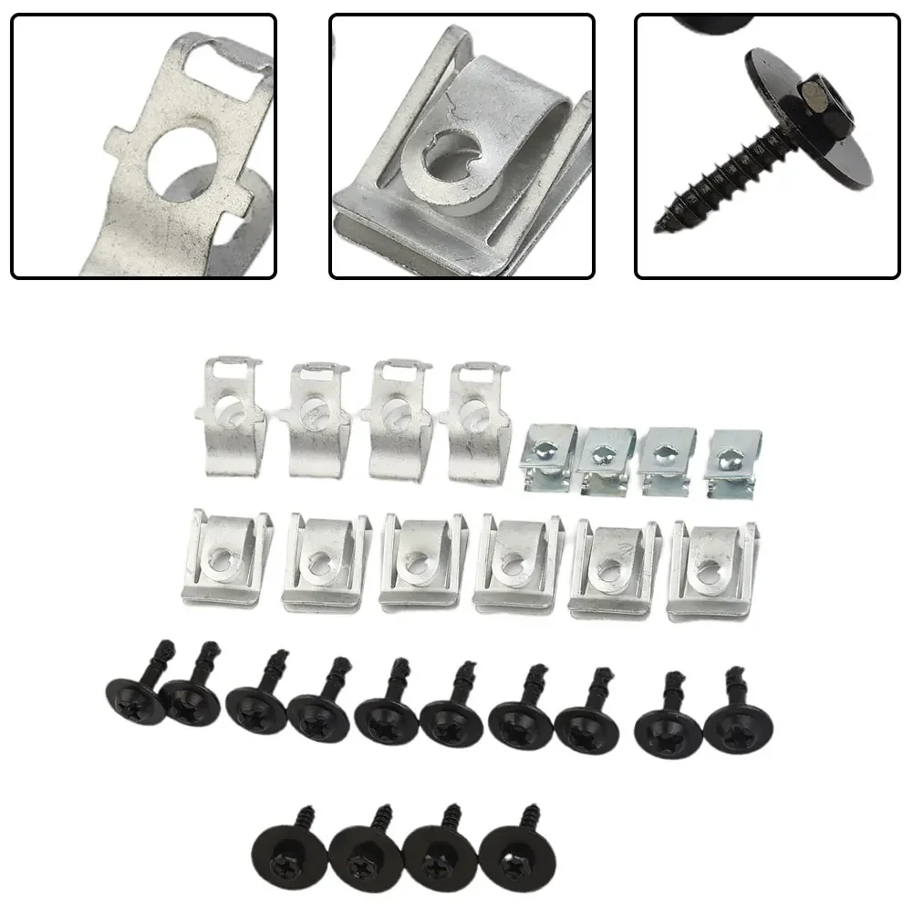 28Pcs For Audi A4 B8 A5 8T Car Undertray Engine Under Covers Fixing Clips Shield Trim Panel Screws  Auto Repairing Accessories