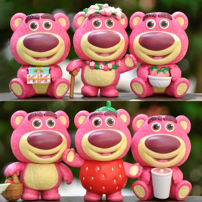 6Pcs/Set Disney Cartoon Toy Story Cute Lotso Anime Action Figure Kawaii Toy Party Ornaments Birthday Gift for Kids Friends