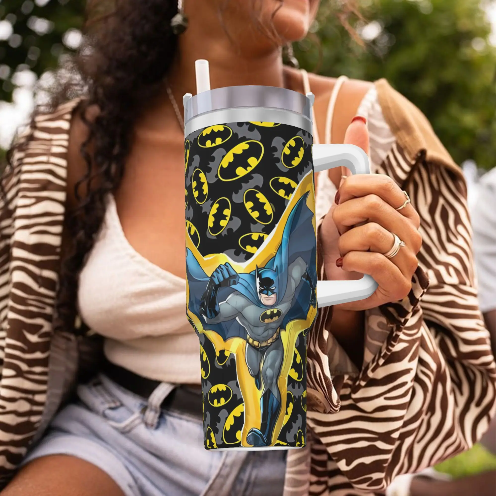 B-Batmans Cartoon Stainless Steel Tumbler 3D Print Travel Thermal Cups With Straws and Lid Large Mugs Cup Drinks Water Bottle view 5