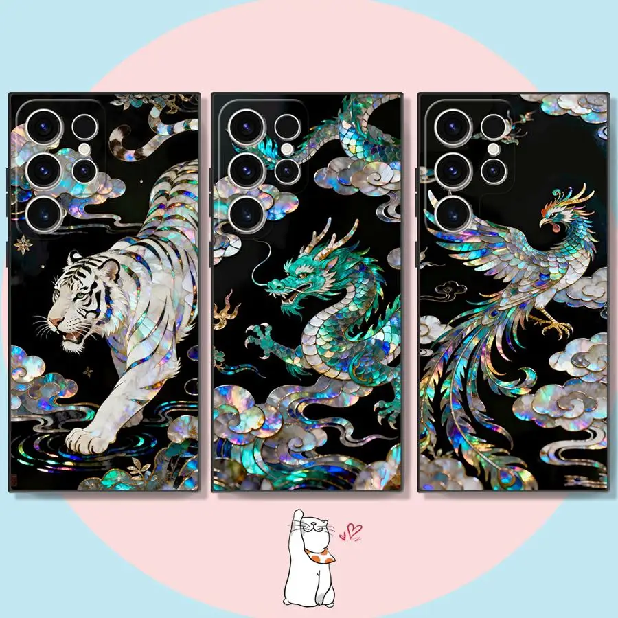 Case for Samsung Galaxy S26 S20 S23 S24 Plus Note 20 Ultra 8 9 10 S10 S9 S21 FE S25 Ultra Funda Phone Cover Clouds Dragon Tiger