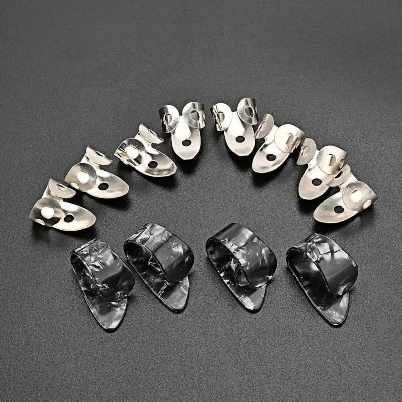 M5TC 12 Pieces Finger Picks Set Metal Finger Picks Adjustable for Guitar Banjo Bass