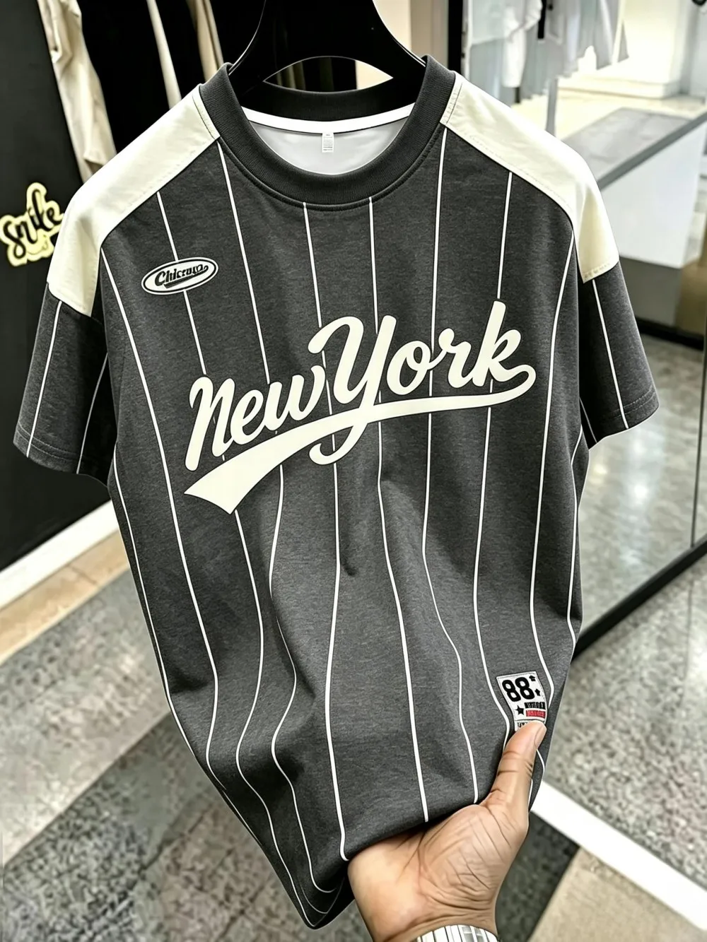 Fashionable New Men's Summer Training New York Letter Print Soft and Breathable Round Neck T-Shirt Outdoor Casual Sports Top