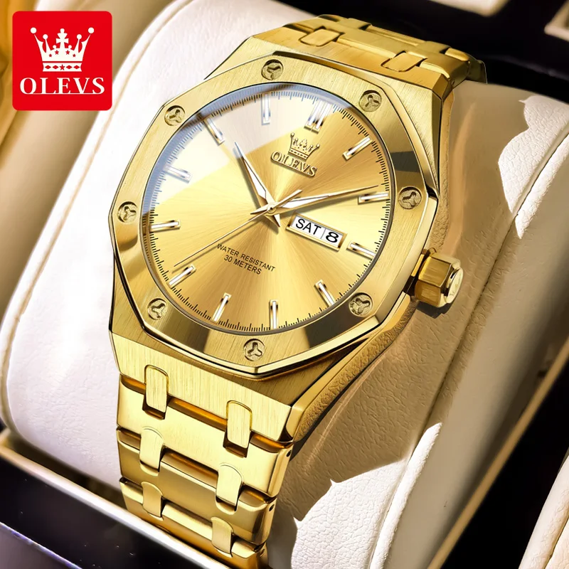 OLEVS Men 3726 Quartz Watch Business Stainless Steel Waterproof Luminous Calendar Watch Top Brand Luxury New Men Formal Watch