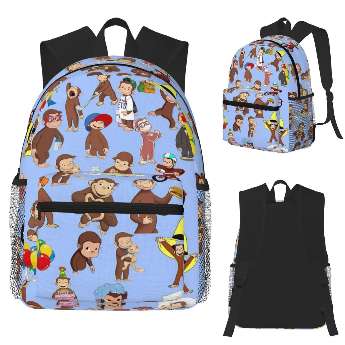 

Anime Curious George Monkey Student Backpack School Bag Hiking Travel Daypack for Men Women Fashion Bookbag Shoulder Bags