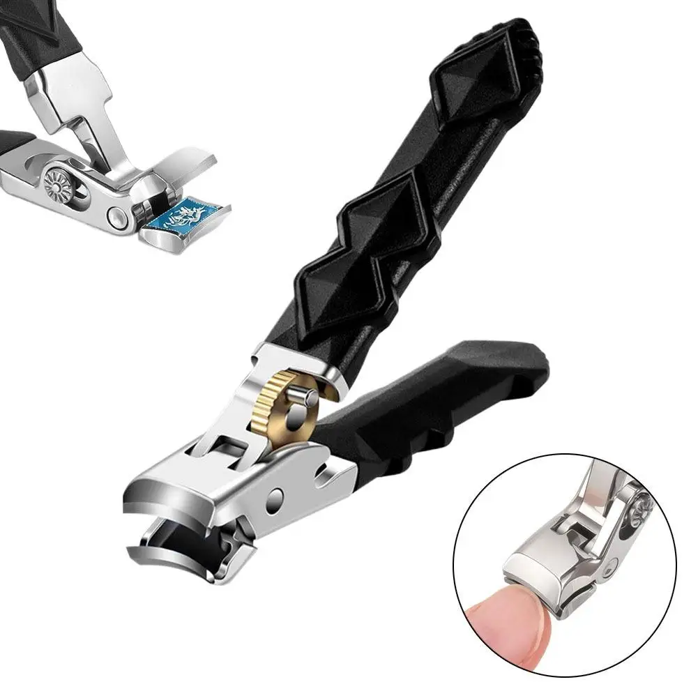 Conjunto de cortador de unhas profissional, 3 peças, aço inoxidável, anti-respingo, coletor de unhas, idosos, afiado, grande, doméstico, ferramentas de corte de unhas