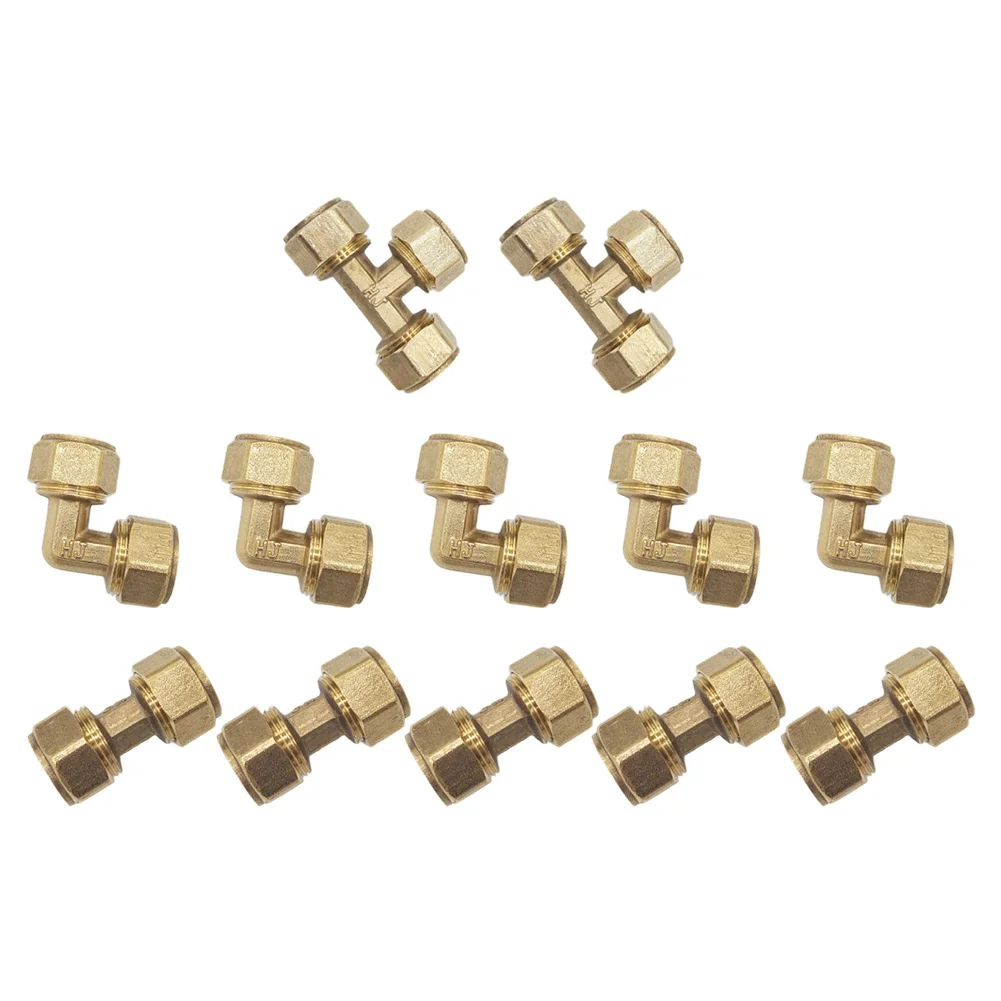 12Pcs Plumbing Fittings 1/2 Inch Coupling 90 Degree Elbow Tee Fittings No-Lead Brass Push To Connect Pex Pipe