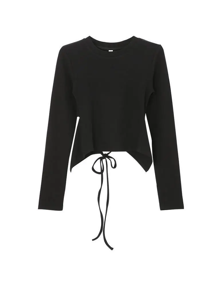 เสื้อยืดแขนยาวสตรีเสื้อลูกไม้ SLIM FIT สบายระบายอากาศยืดผ้าฝ้ายเซ็กซี่ปาร์ตี้คลับวันหยุดกลางคืน