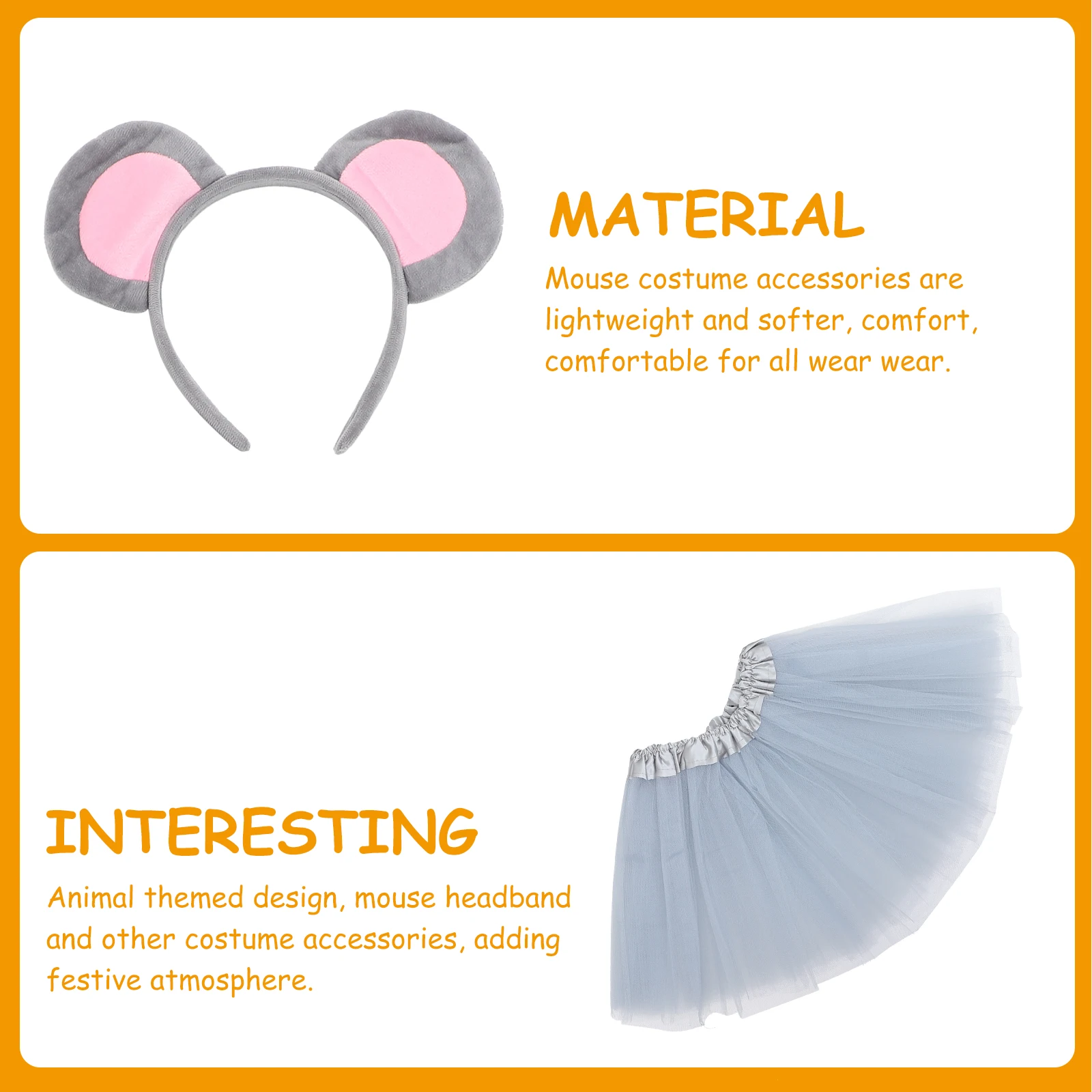 

1 set Animal Headbands Mouse Ears Gray Halloween Costumes Kids Party Accessories Bowtie Nose Tail Tulle Skirt Photo Props