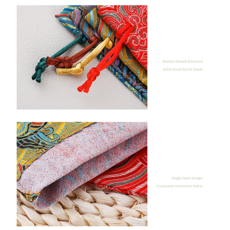 الديباج حقيبة ملابس بروكيد موجة نمط حزمة جيب الرباط حقيبة حقيبة أدوات مكتبية لعناصر القرطاسية الحبوب المتنوعة