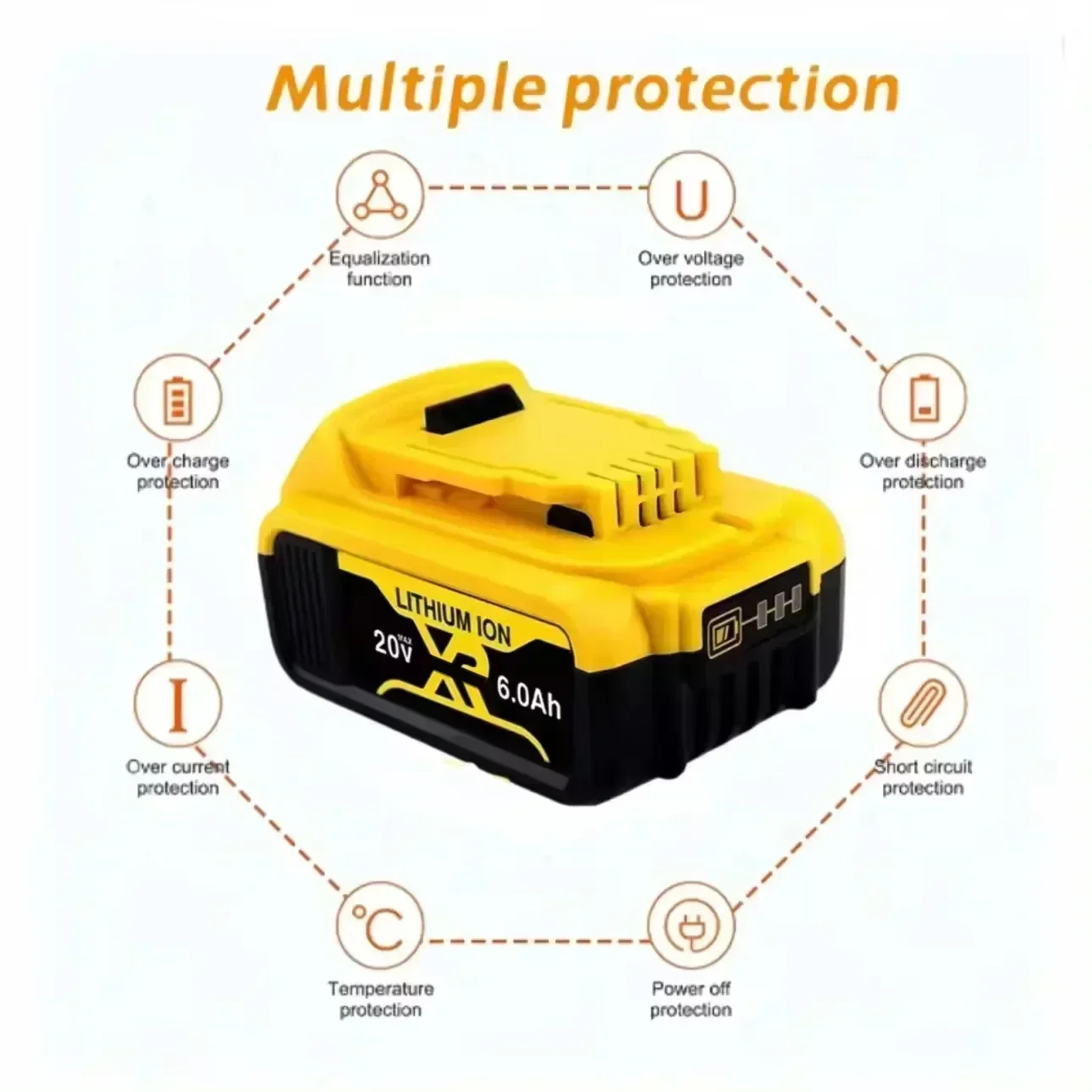 New Original 6.0/8.0Ah for DeWalt 20V max Tool Battery Compatible with DCB184 DCB181 DCB182 DCB200 DCB206 Replacement Battery