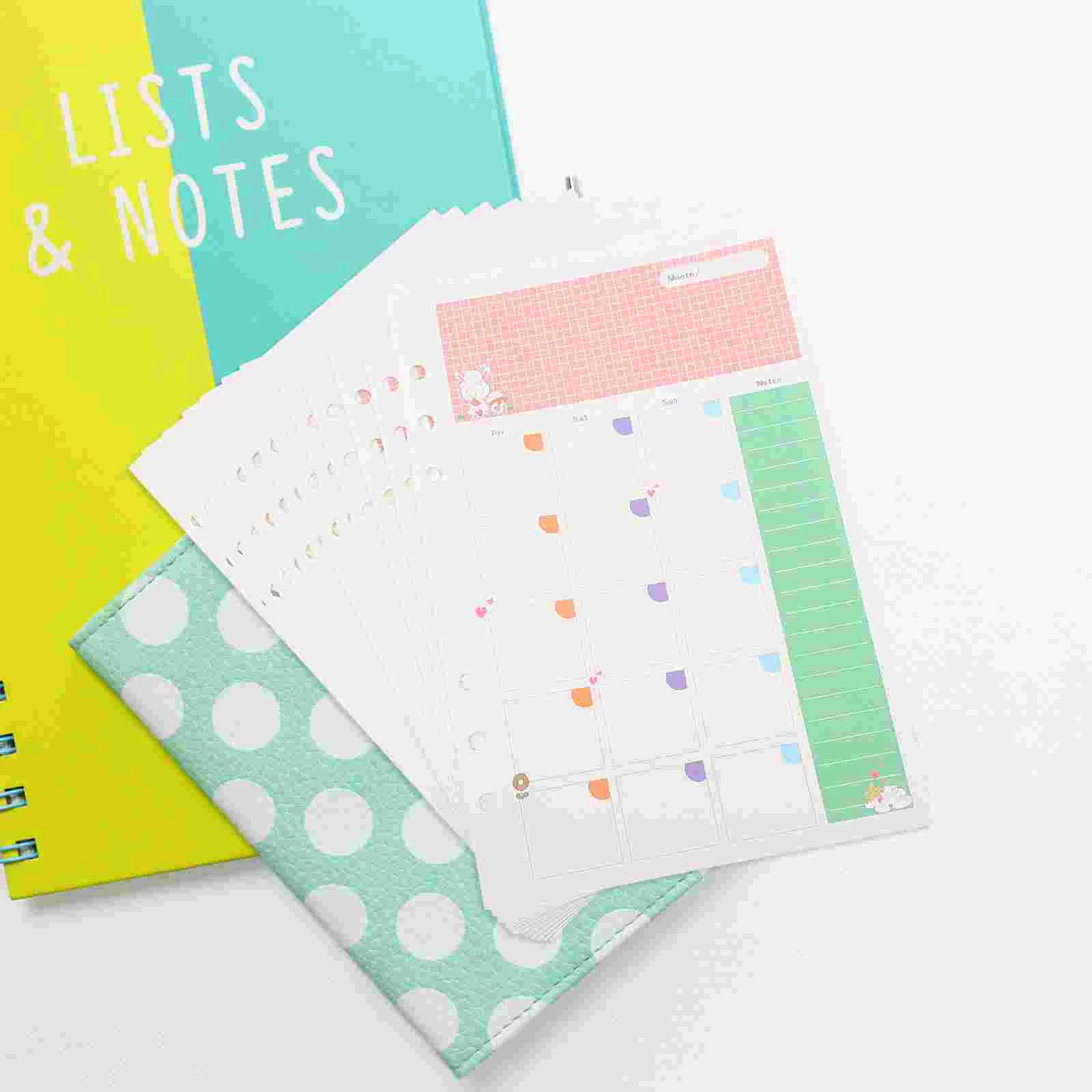 1PC Colorful A5 Size 6 Holes Loose Leaf Paper Filler Paper Refills for Spiral Notebook Monthly Planner Notepad (Monthly Plan Pat