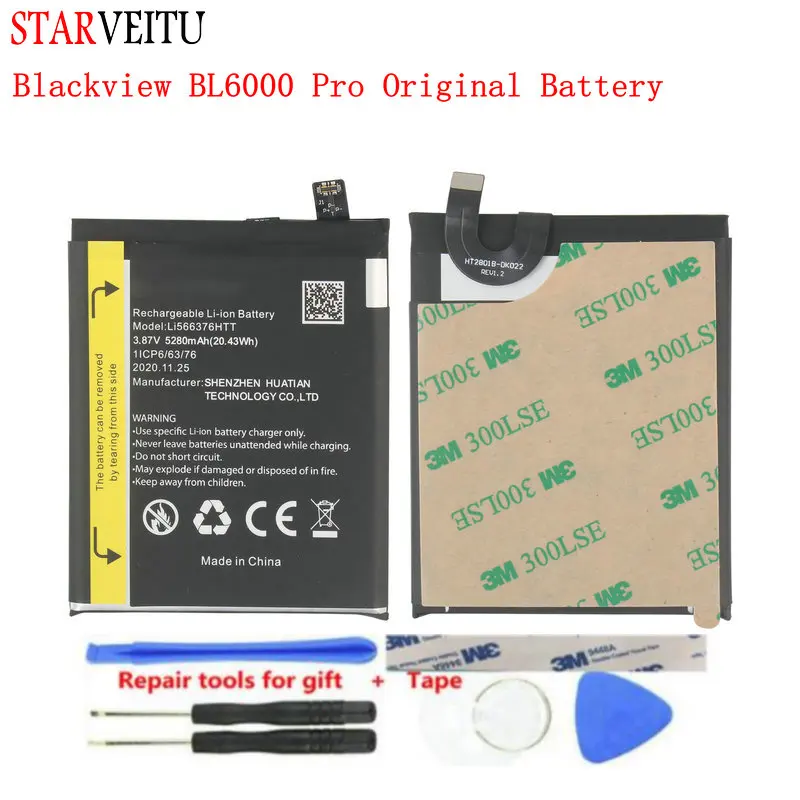 Battery for Blackview BL6000 Pro Original Batteria Rechargeable Replacement  5280mAh Smartphone Batteries