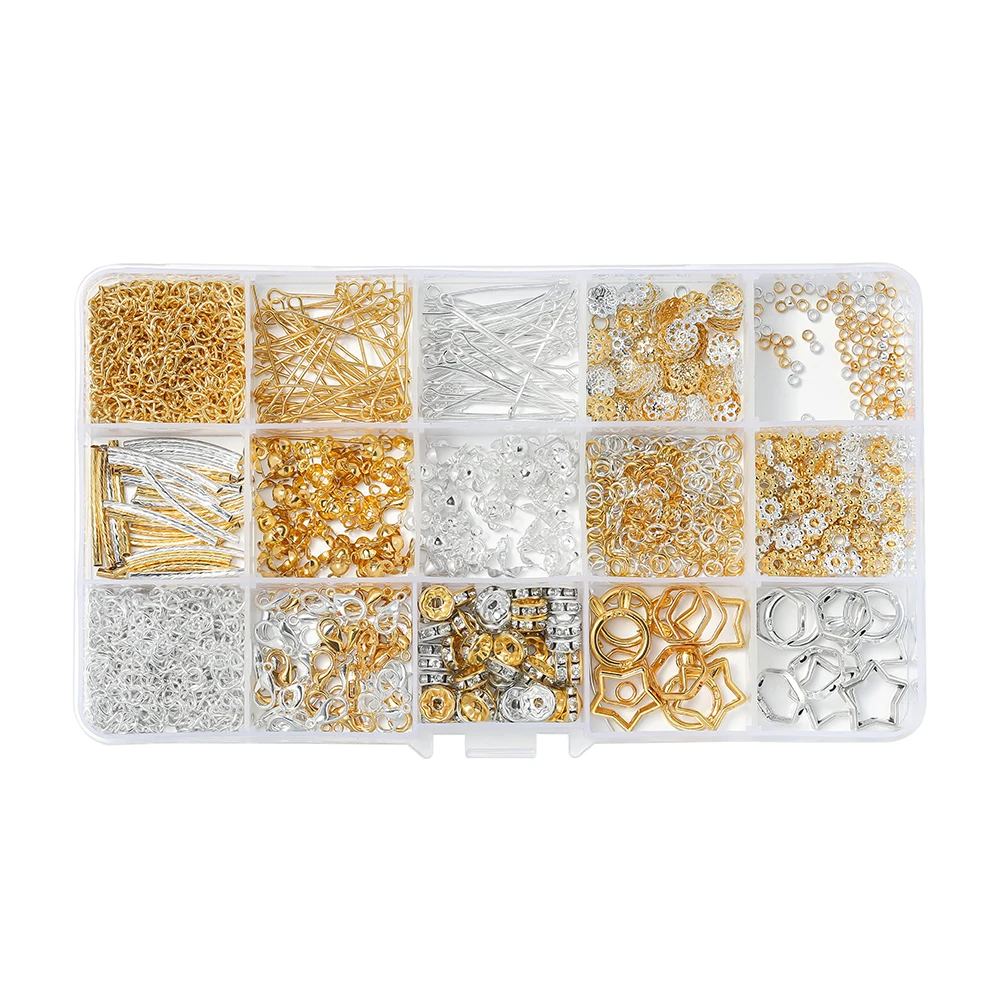 1027pcs/Set Lobster Clasp Beads Cap 9 Pins Rhinestone Beads CCB Bead Frame with Needle Kit for DIY Bracelet  Jewelry Making image 5