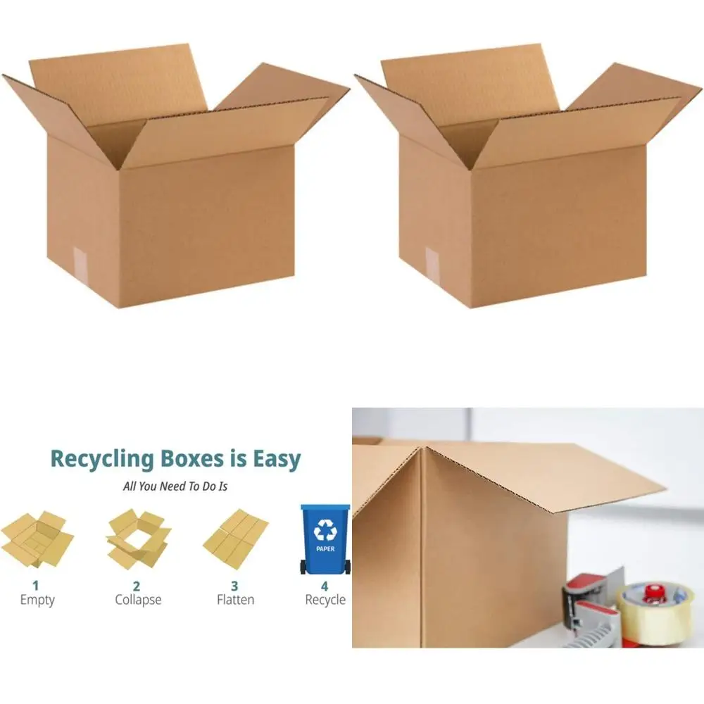 

100-Pack 12x10x8 Inches Corrugated Cardboard Boxes for Shipping, Packing, and Moving