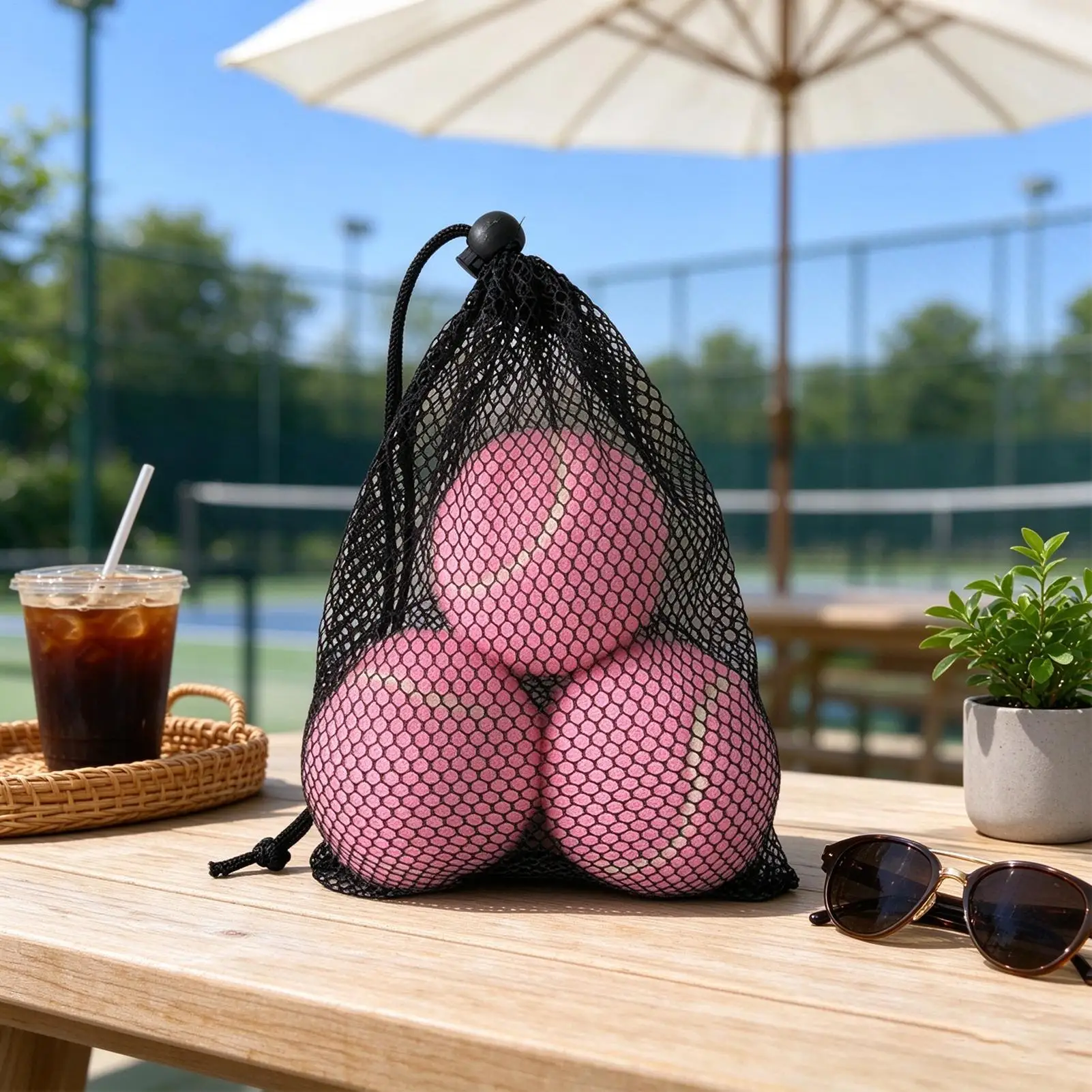 Tennis Balls For Dogs With Mesh Bag 3-Piece Elastic High Visibility Pet Exercise Playing Balls Bulk For Backyard Court Gym