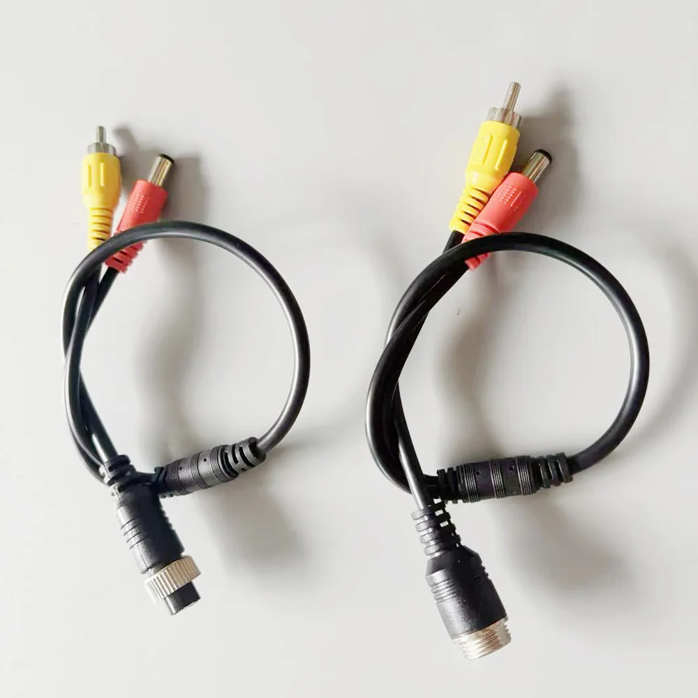 

Кабель-адаптер авиационного типа 4-контактный (штекер/гнездо) на RCA + DC для автомобильного монитора задней камеры