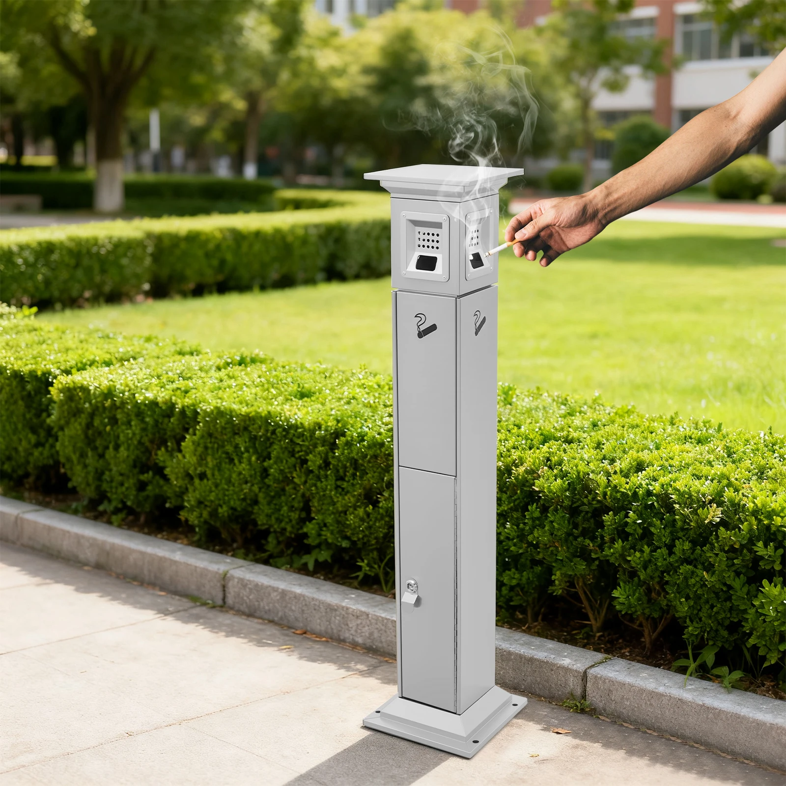 

Соединитель для сигарет из нержавеющей стали, стоячая колонна для пепла с плоским верхом, коммерческая курильница для использования в помещении и на открытом воздухе