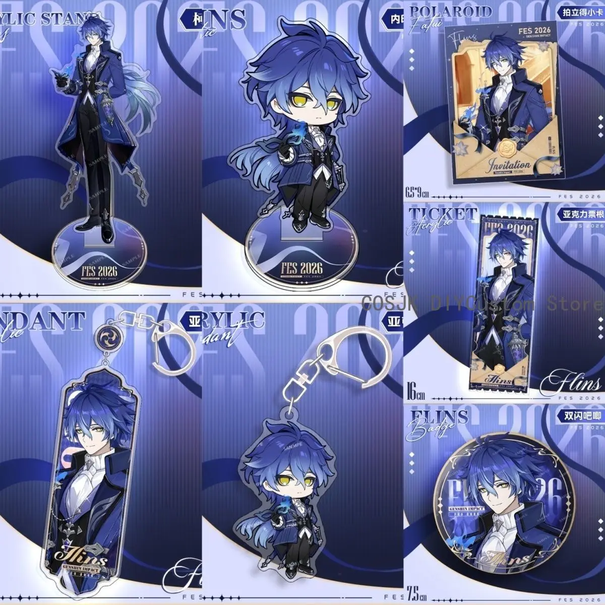 

Game Kyryll Chudomirovich Flins Genshin Impact Anime Figure Acrylic Stand Model Ornament Acrylic ticket stub keychain Badge Gift
