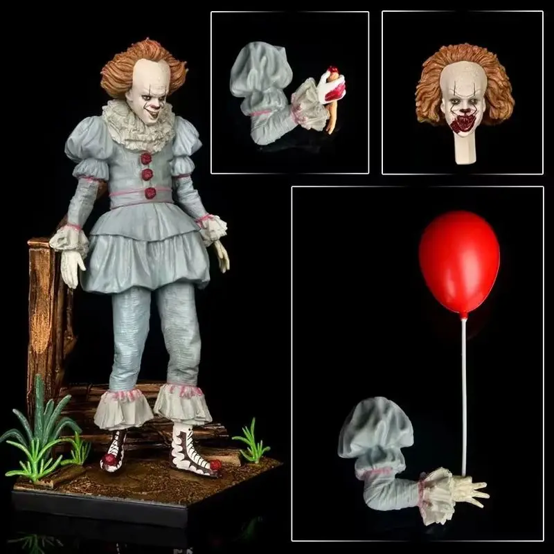 Movie It Pennywise Clown Figure Two Versions With Interchangeable Head Collectible Desktop Pc Case Ornament Halloween Adult Gift view 2