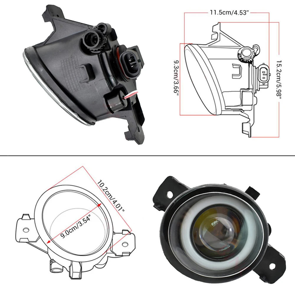 Car Right Left Angel Eye Fog Light Assembly LED Lens Fog Lamps Fog Daytime Lamp DRL H11 For Renault Symbol Saloon 1998-2010