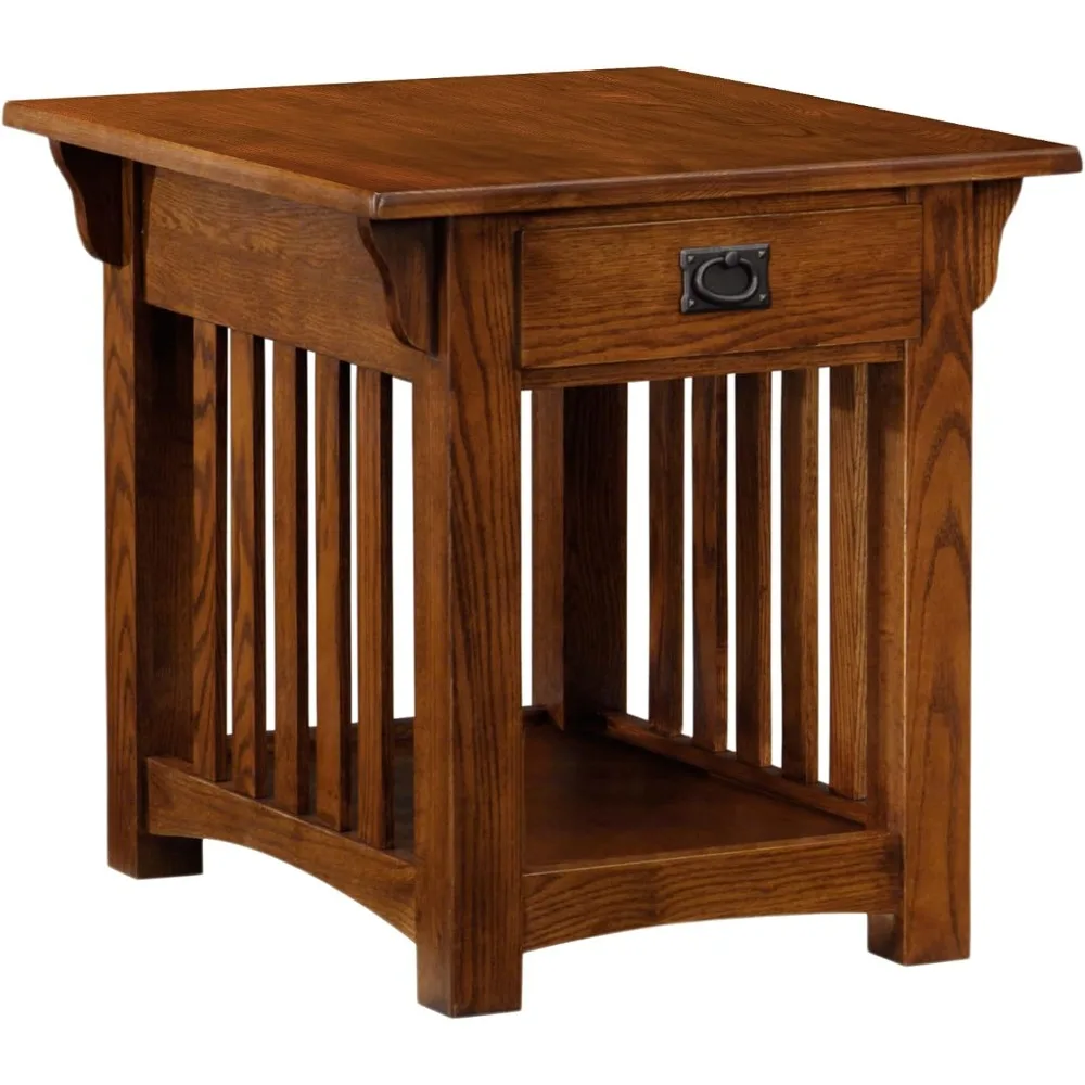 Home 8207 Mission Impeccable End Table with Drawer, Made with Solid Wood, Side Table for Living Room, Bedroom, Medium