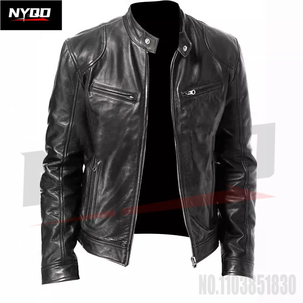 Men's cardigan popular PU jacket zipper leather jacket men's W109 motorcycle accessories motorcycle jackets men5XL  8XL9XL