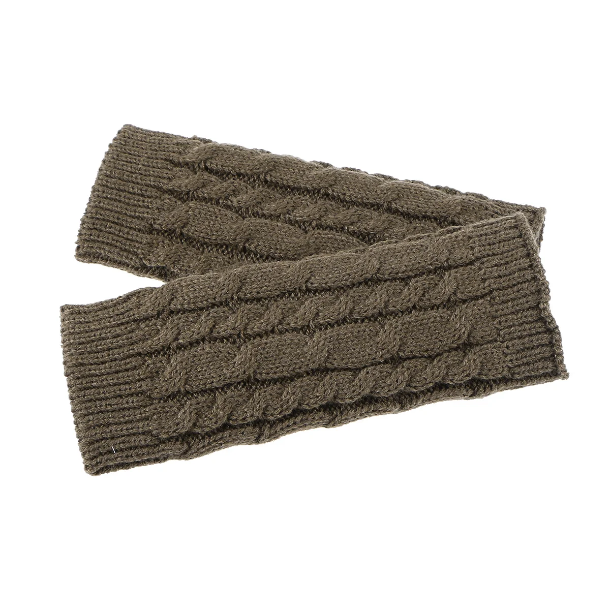 للجنسين الشتاء محبوك أصابع قفازات الذراع كم 20 سنتيمتر ثقب الإبهام تدفئة طويلة لينة مريحة تنفس للرجال النساء الكاكي